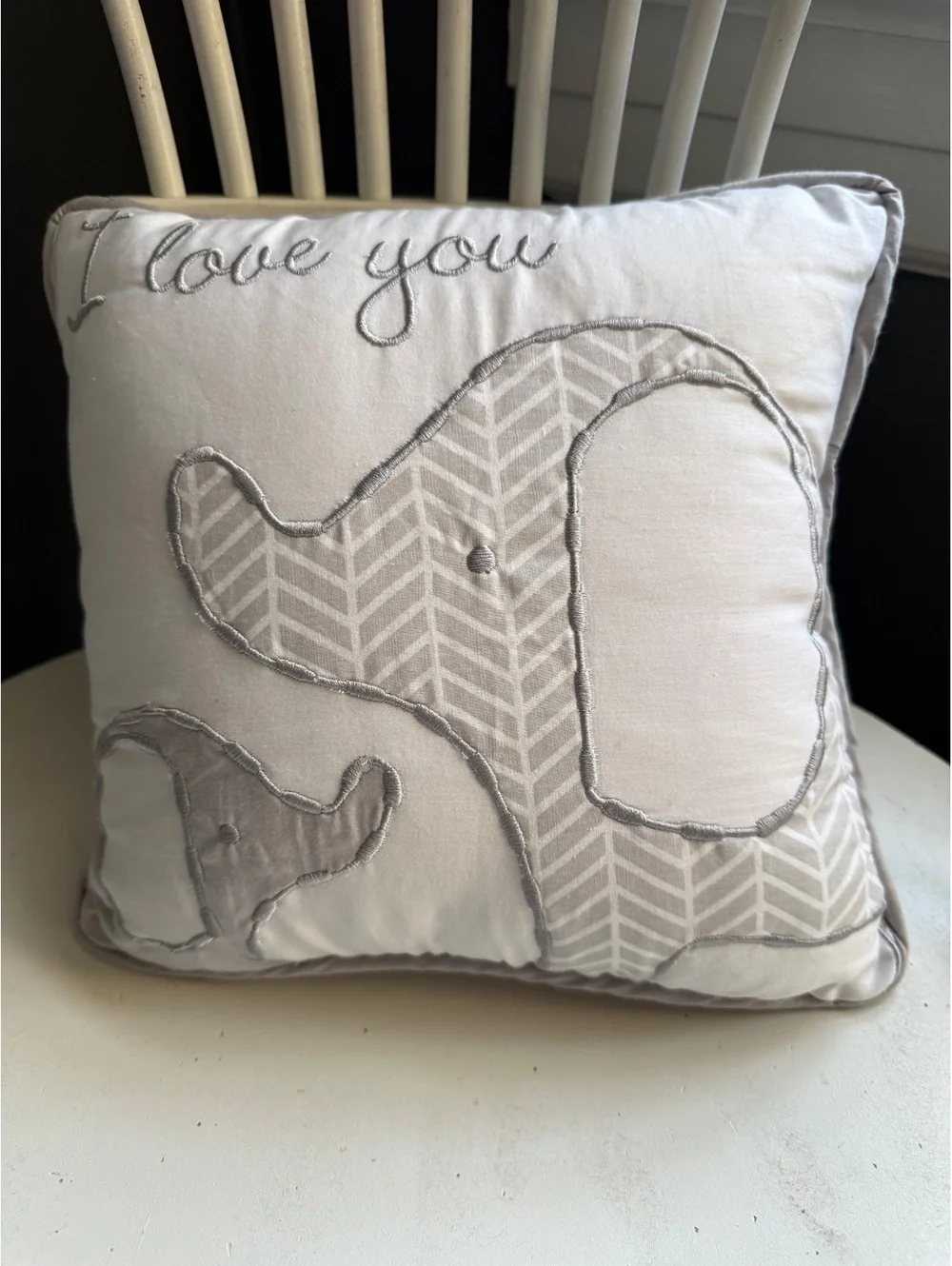 Decorative 'I Love You' Elephant Embroidered Throw Pillow